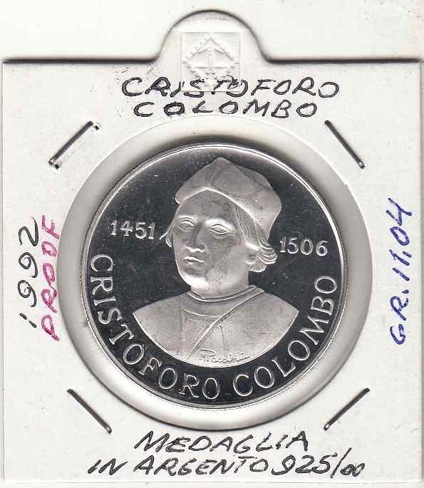 1992 Medaglia in argento Fondo Specchio Cristoforo Colombo