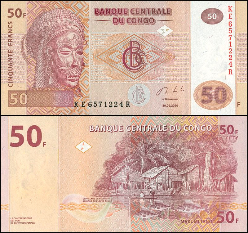 CONGO REP. DEMOCRATICA 50 Francs 2007-13 Fior di Stampa