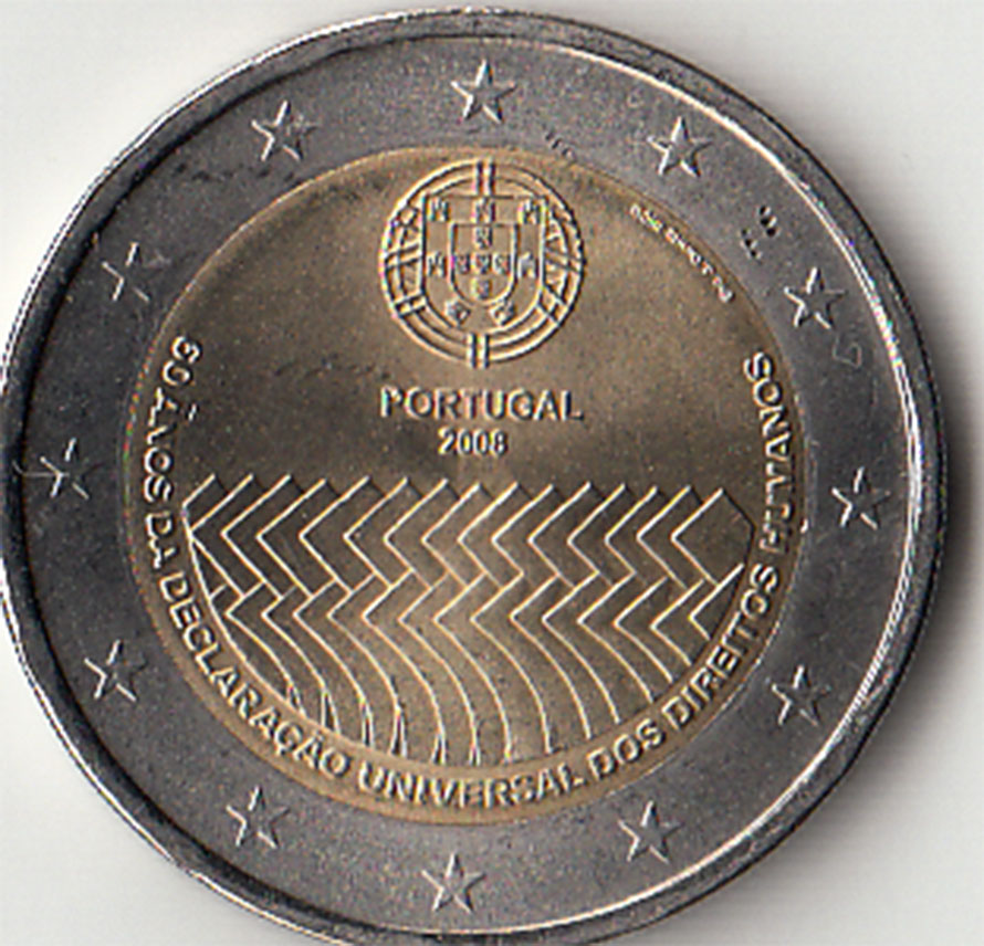 2008 - 2 Euro PORTOGALLO Diritti dell'uomo Fdc