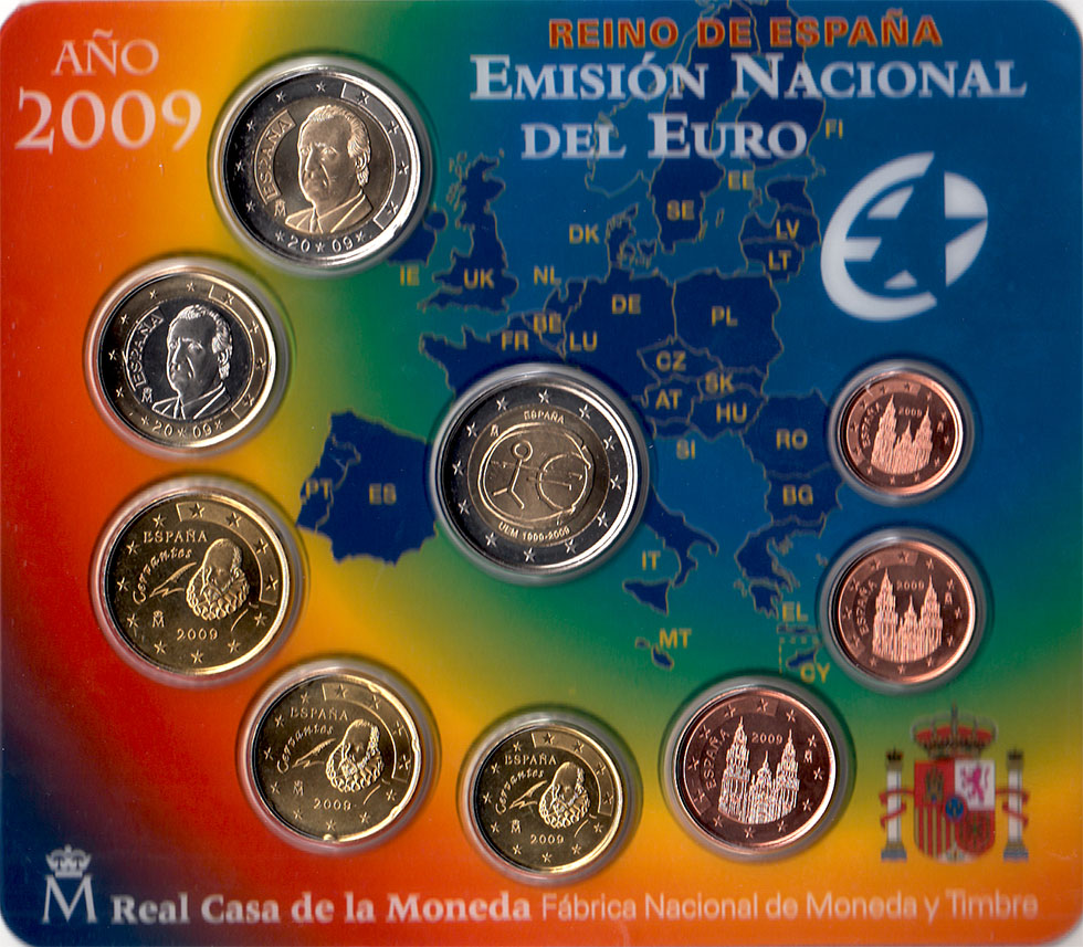 2009 - Serie SPAGNA Divisionale Ufficiale FDC + 2 Euro EMU