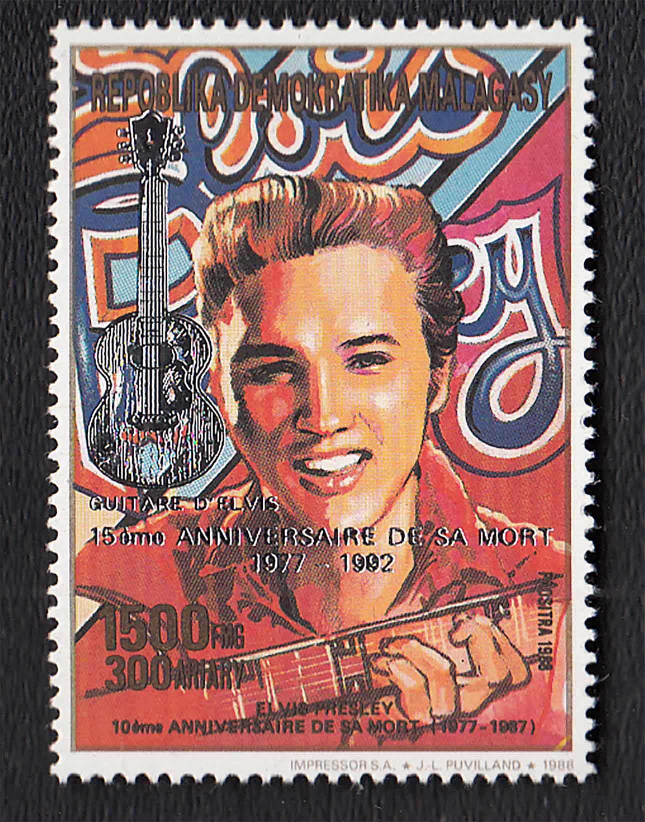 1988 - Francobollo commemorativo Elvis Presley Nuovo 15 Anni. della scomparsa