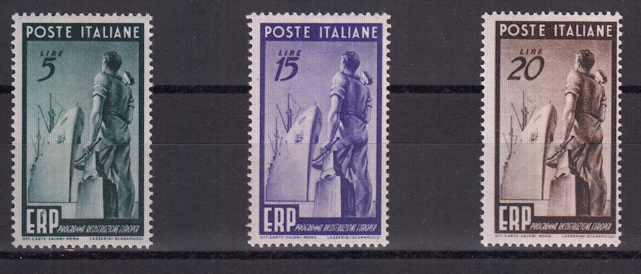 1949 ERP Programma Ricostruzione Europa Nuovi Perfetti non Linguellati 3 Val Sassone 601-3