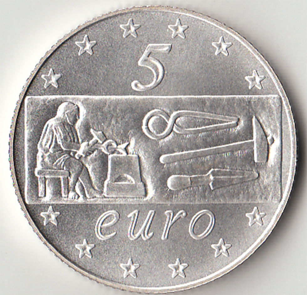 2003 -  5 Euro Europa del lavoro moneta Fdc da cofanetto Italia