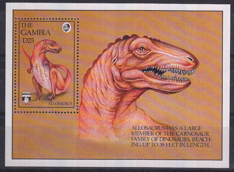 GAMBIA foglietto tematica dinosauri nuovo Yvert e Tellier  BF 153