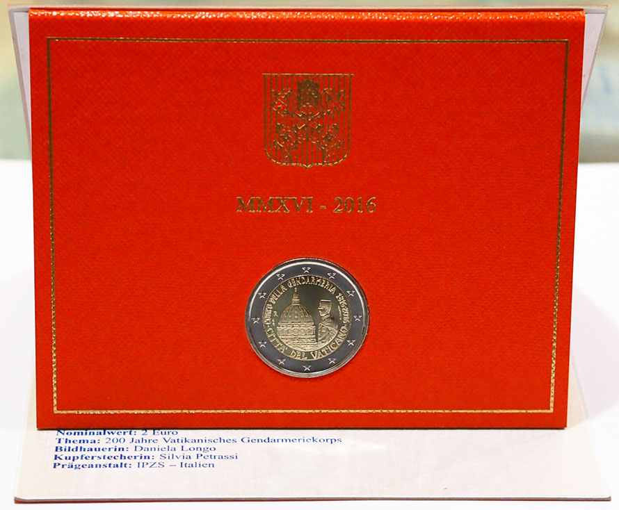 2016 – 200° Anniversario della Gendarmeria Vaticana 2 € In Folder Francesco