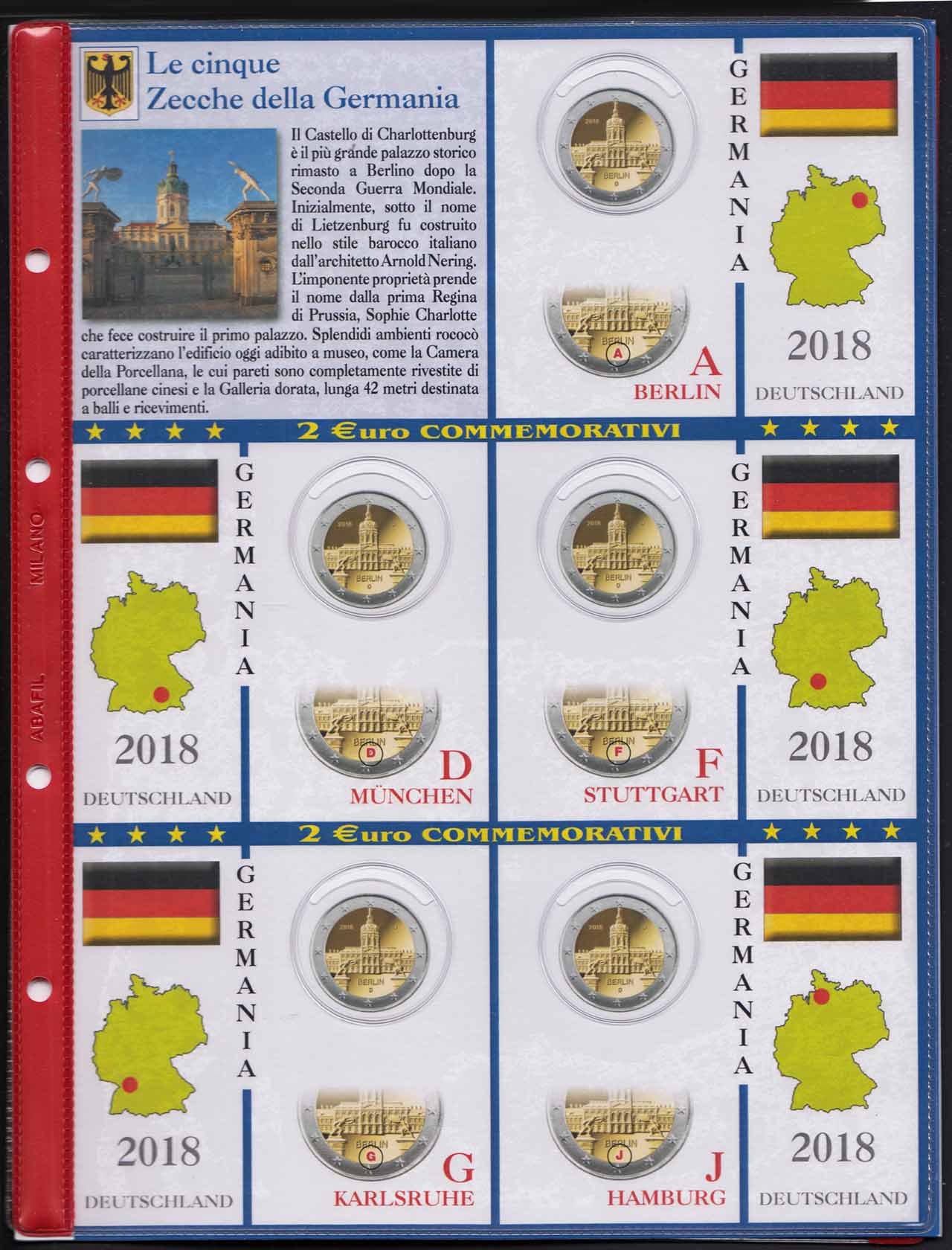 2018 - 2 Fogli Germania 2 Euro 2018 5 Zecche Charlottenburg - Schmidt