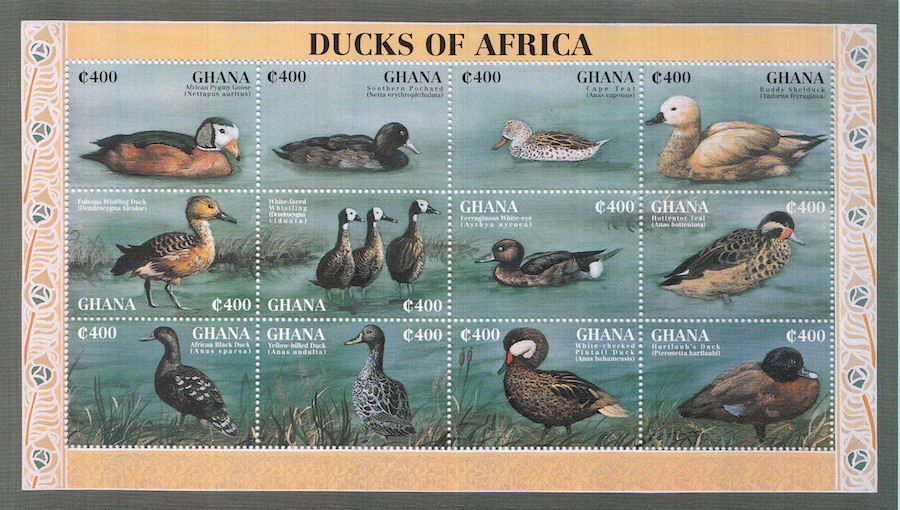 GHANA 1995 Foglietto Fauna Anatre Africane Yvert e Tellier 1744-55