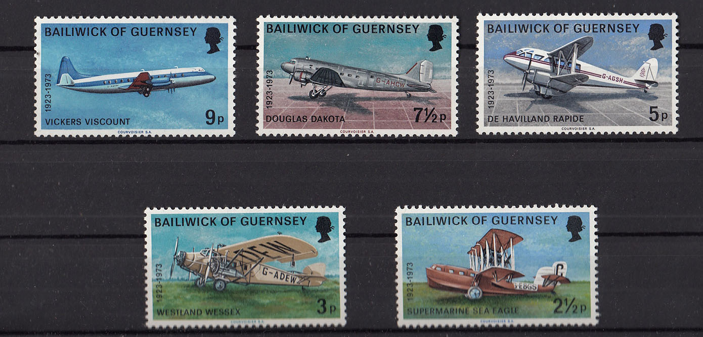 GUERNSEY  francobolli serie completa aerei Unificato 74/78