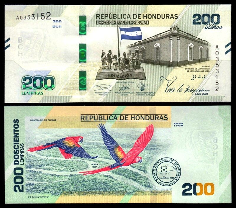 HONDURAS 200 Lempiras 2019 (2021) Fior di Stampa