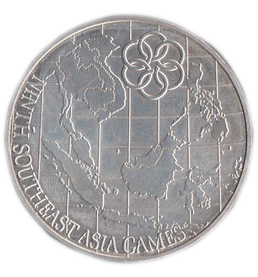 MALESIA 1977 25 Ringgit Argento Giochi Asiatici Map Silver Crown