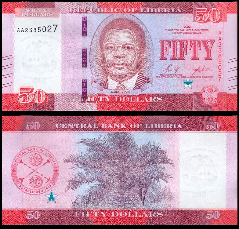 LIBERIA 50 Dollars 2022 Fior di Stampa