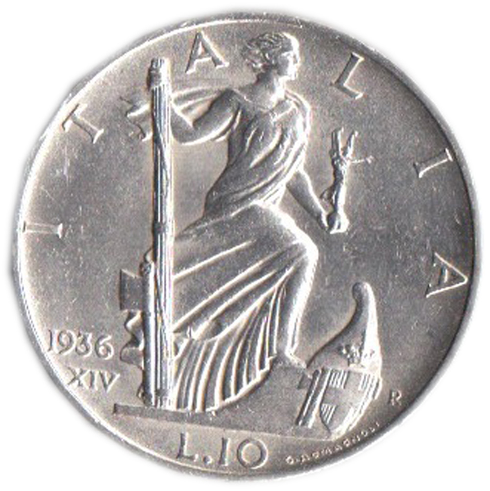 1936 - Lire 10 Italia su prora Ag BB