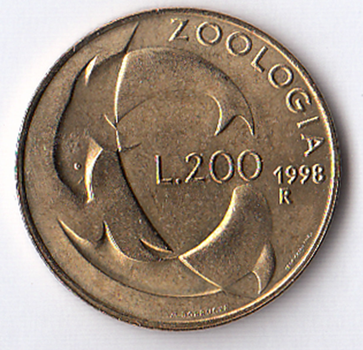 1998 200 Lire Bronzital La Zoologia Fior di Conio San Marino