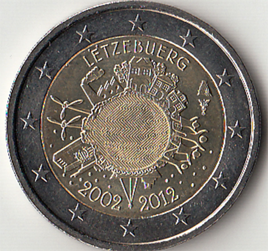 2012 - 2 euro LUSSEMBURGO 10° Anniversario dell'euro