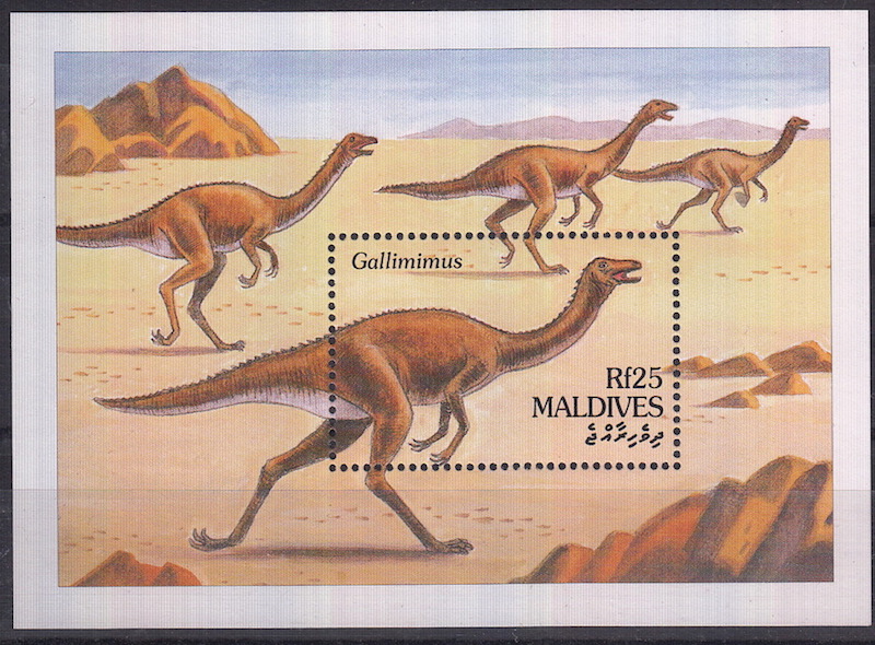 MALDIVE Foglietto sui dinosauri serie completa nuovo Yvert e Tellier Bf 302