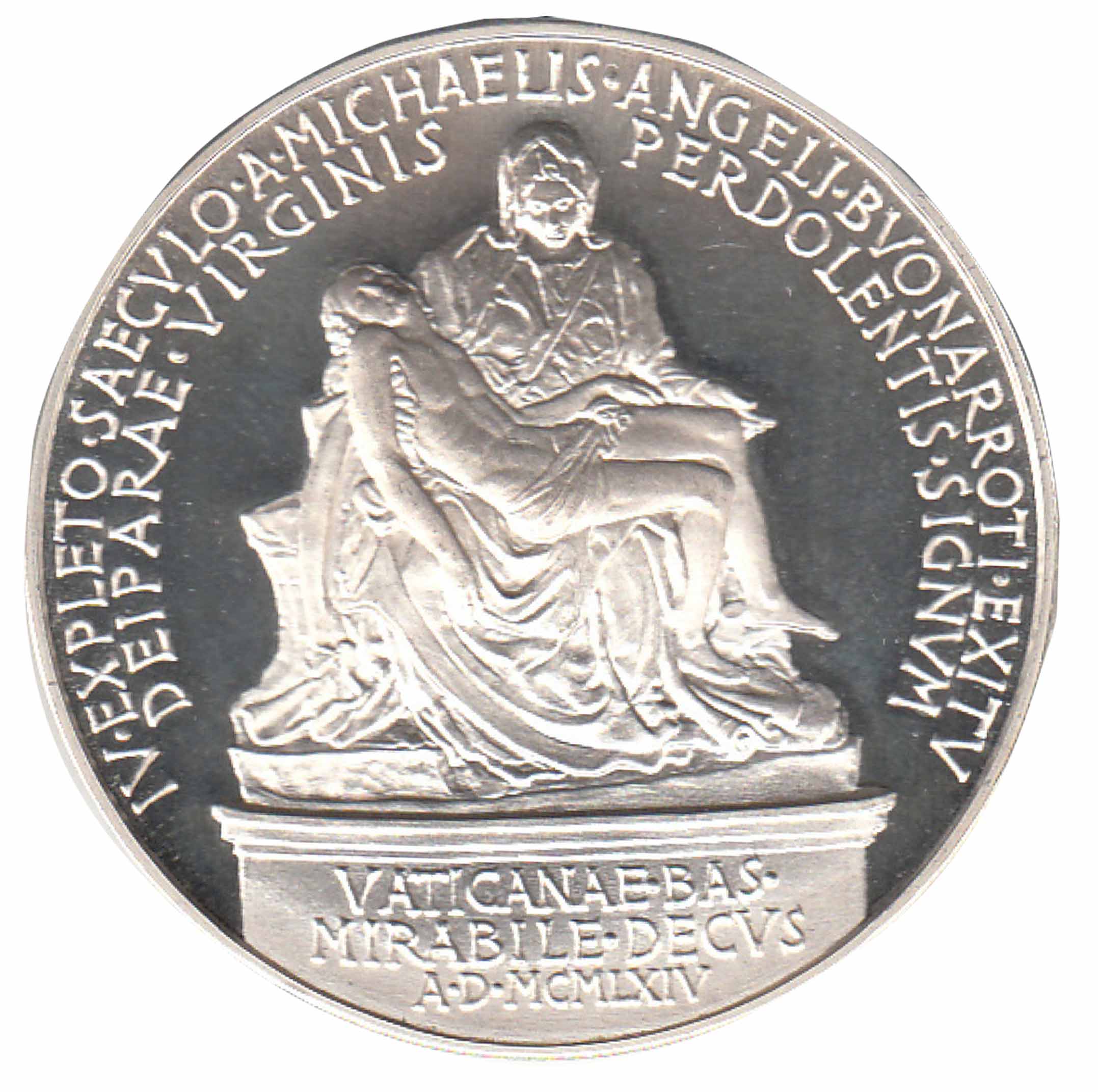 1965 Medaglia annuale di Paolo VI  in Argento Anno II Pietà Michelangelo Fior di Conio