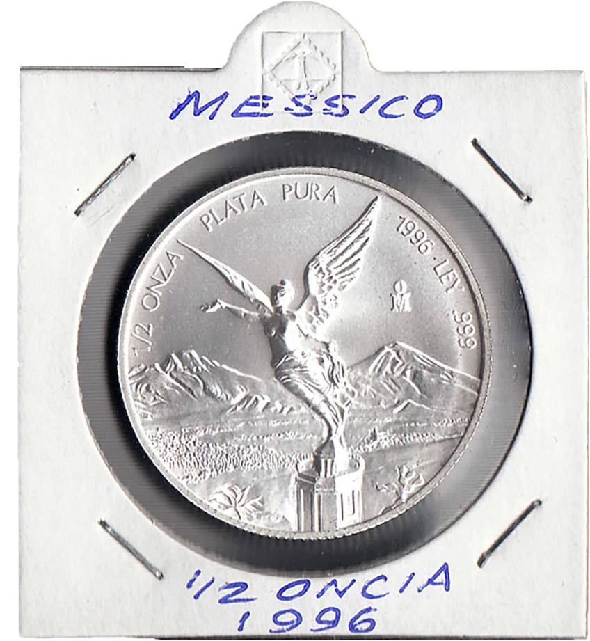 1996 MESSICO 1/2 Oncia in argento Fior di Conio