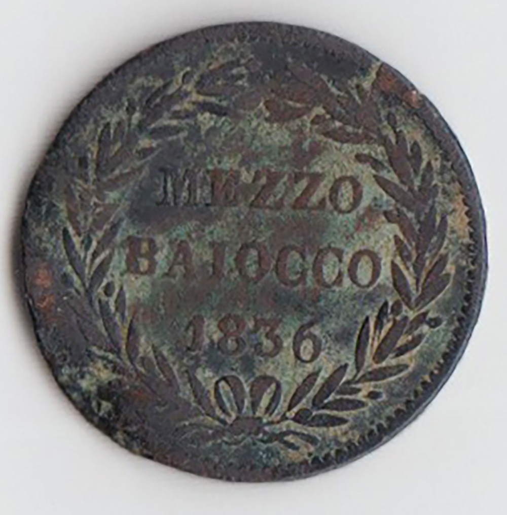 1836 - GREGORIO XVI 1/2 Baiocco Rame Zecca Bologna MB+