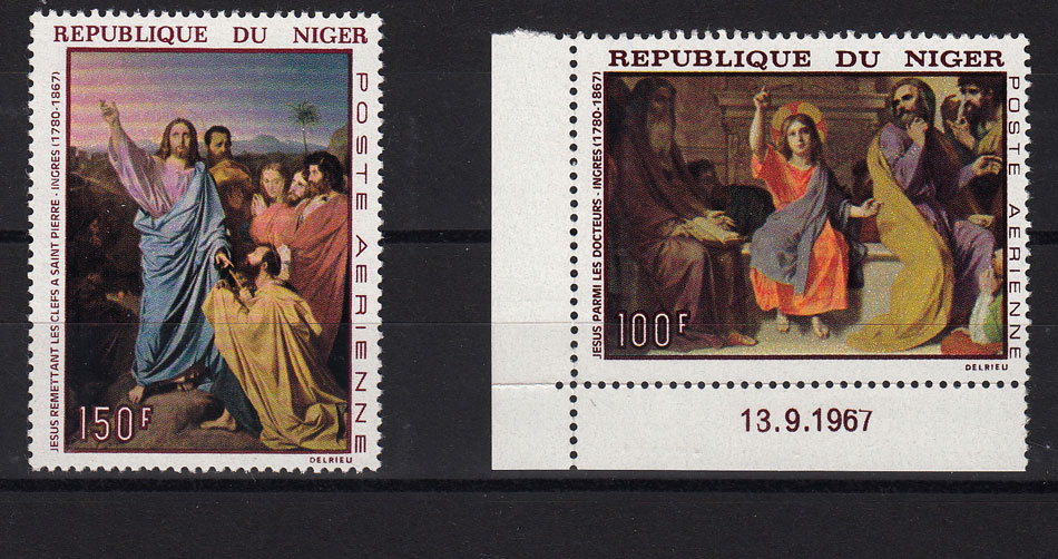 NIGER 1967 francobolli serie completa nuova Yvert e Tellier A 76-7 Centenario Morte Ingres