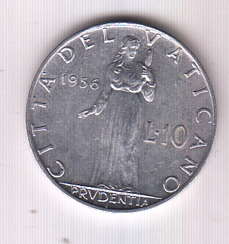 1956 10 Lire  Anno XVIII  Pio XII Stupenda+