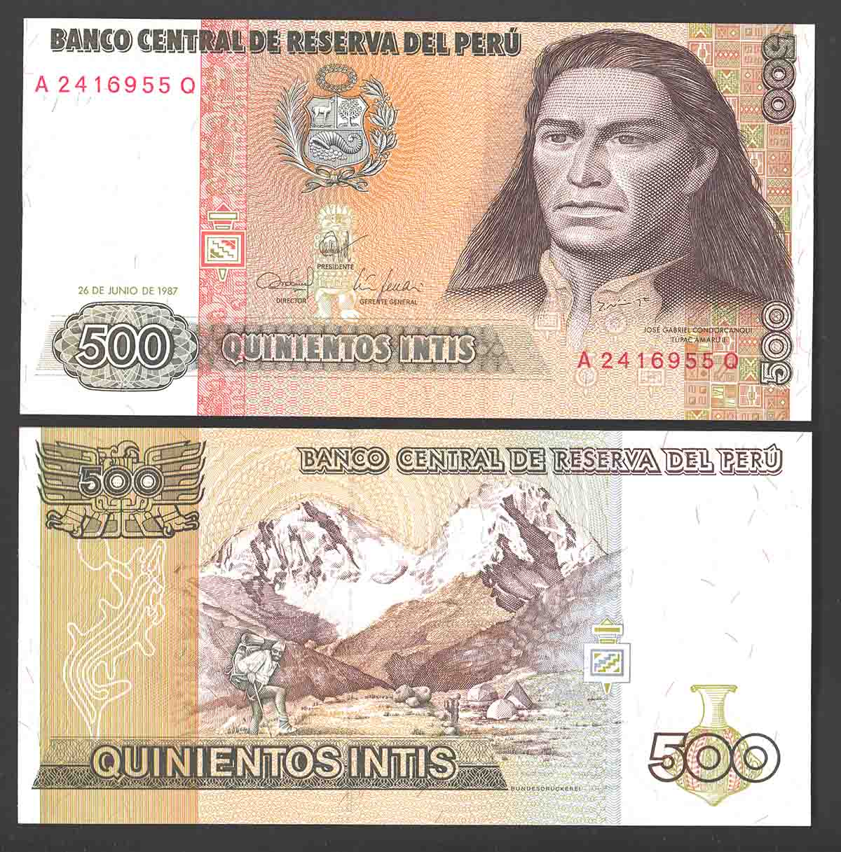 PERU 500 Intis 1987 Fior di Stampa