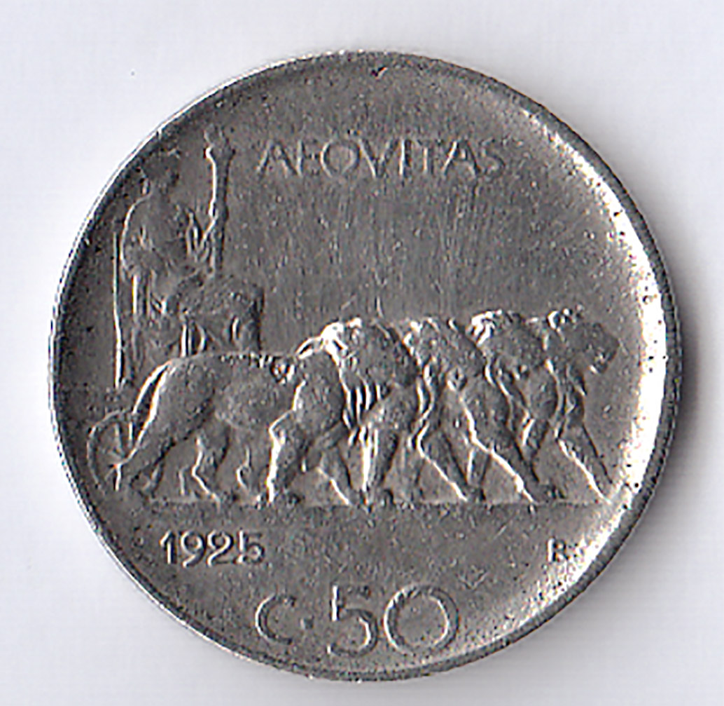 1925 - Regno D'Italia Vittorio Emanuele III 50 Cent. Leoni Contorno Rigato BB