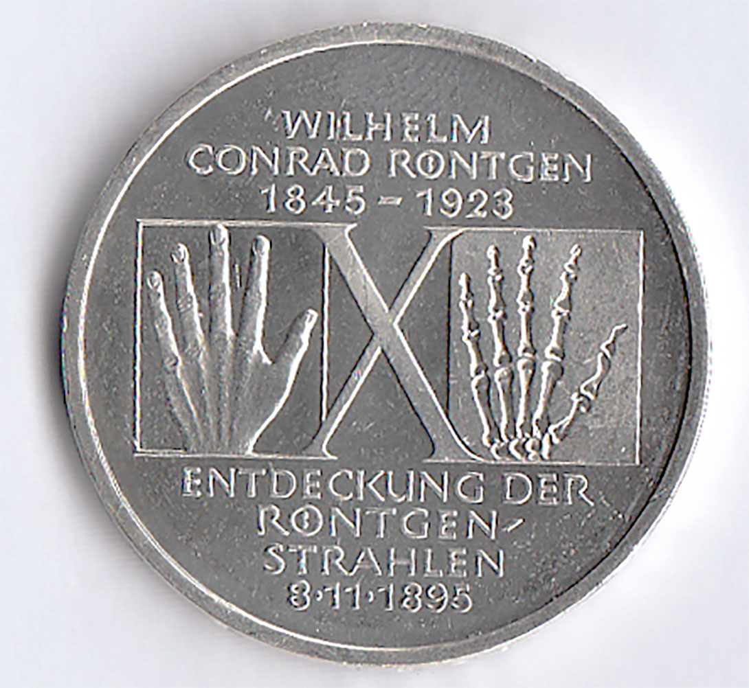 1995 GERMANIA 10 Marchi 1995 Ag. W. Conrad Rontgen Fdc