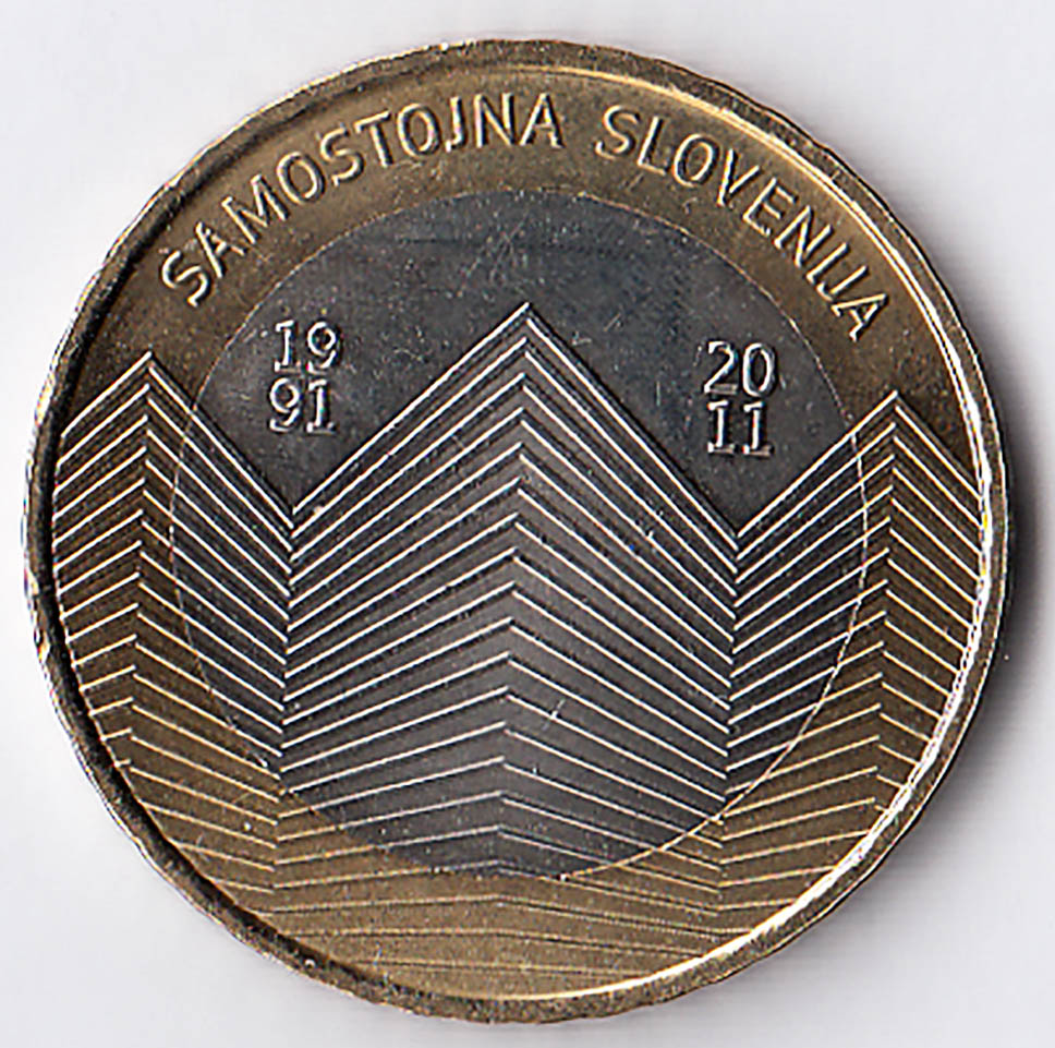 2011 - 3 euro SLOVENIA Anniversario Indipendenza Fior di Conio