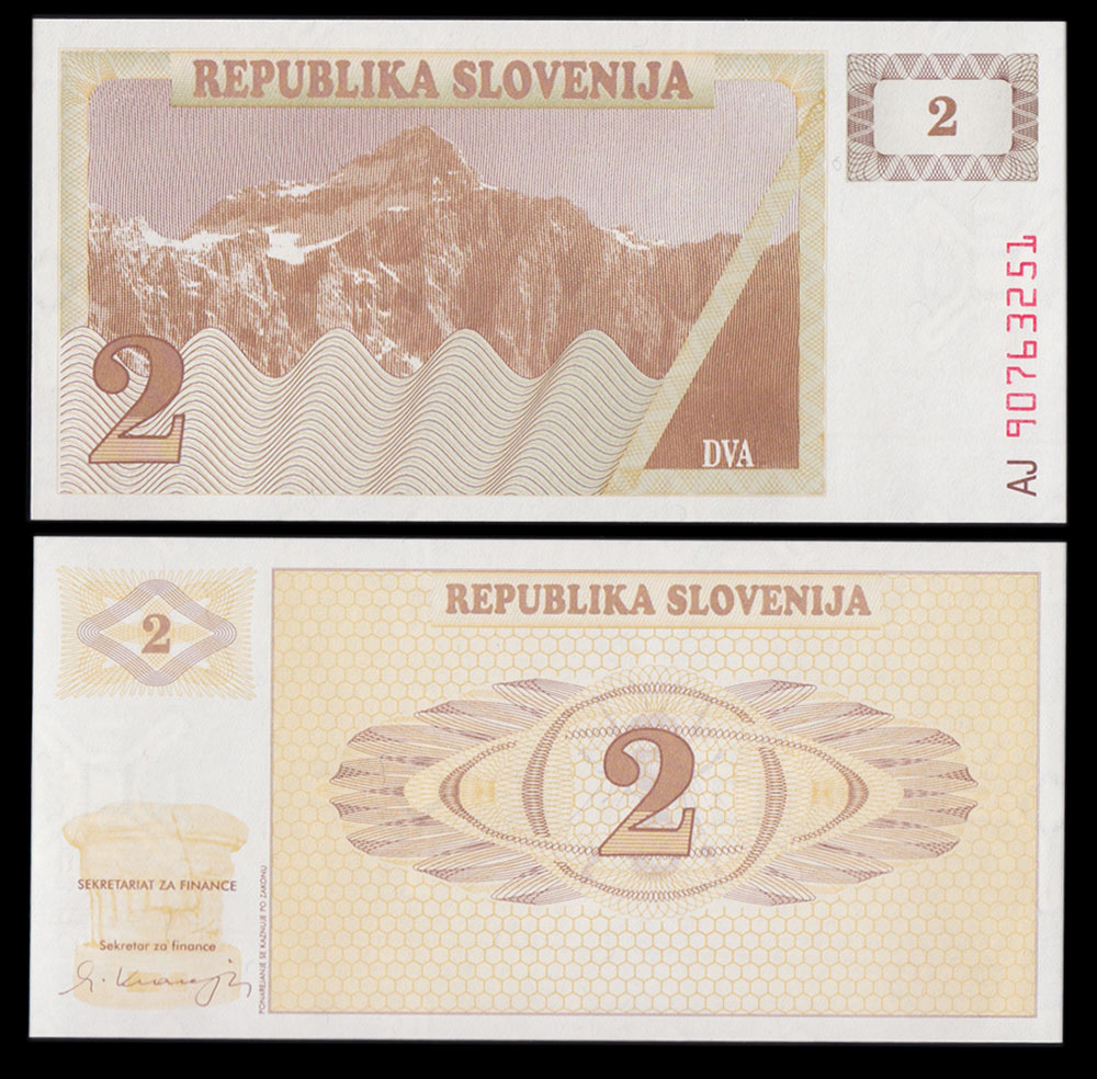 SLOVENIA 2 Tolarjev 1990 Fds