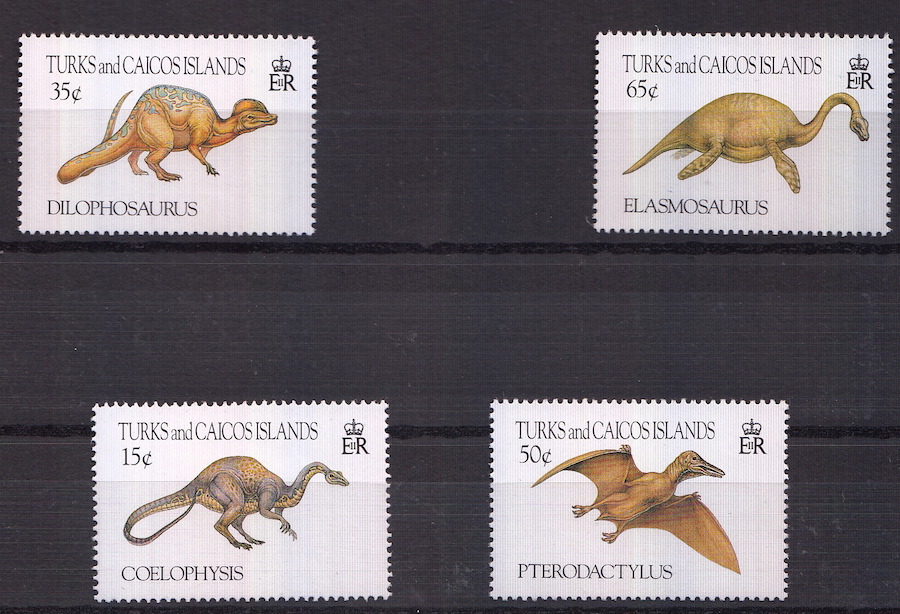 TURKS and CAICOS  francobolli serie completa dinosauri Yvert e Tellier 1050/03