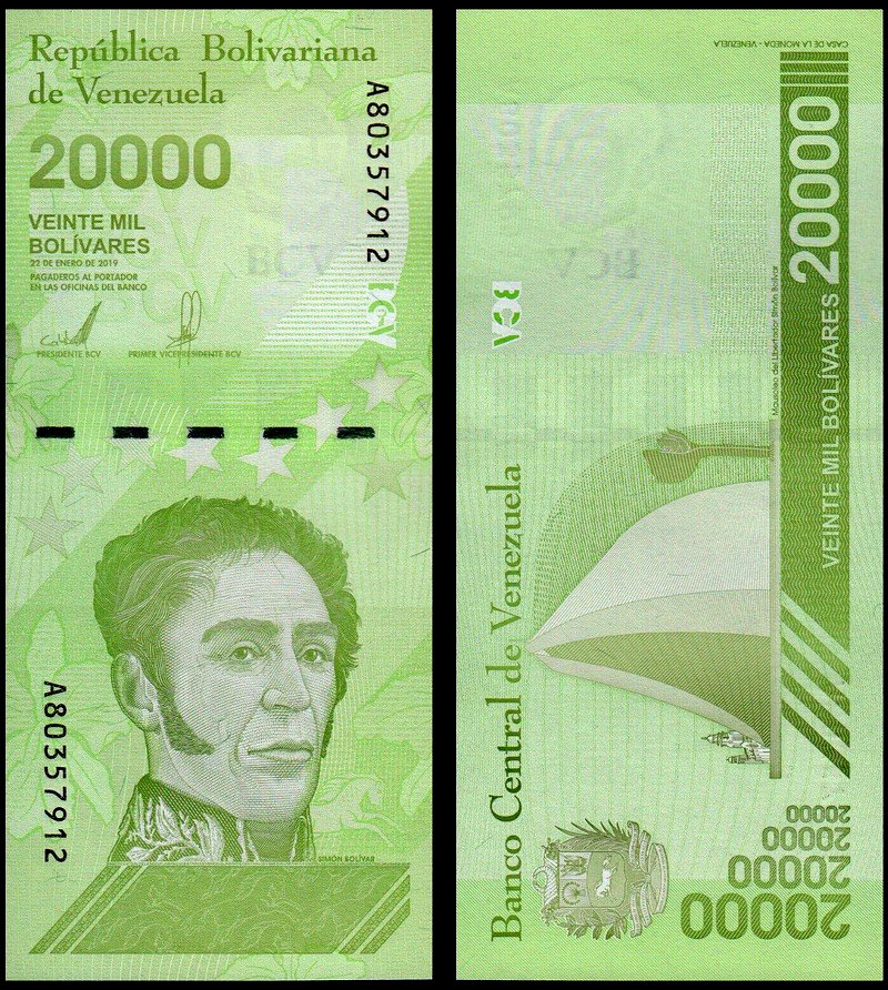 VENEZUELA 20.000 Bolivares 2019 Fior di Stampa