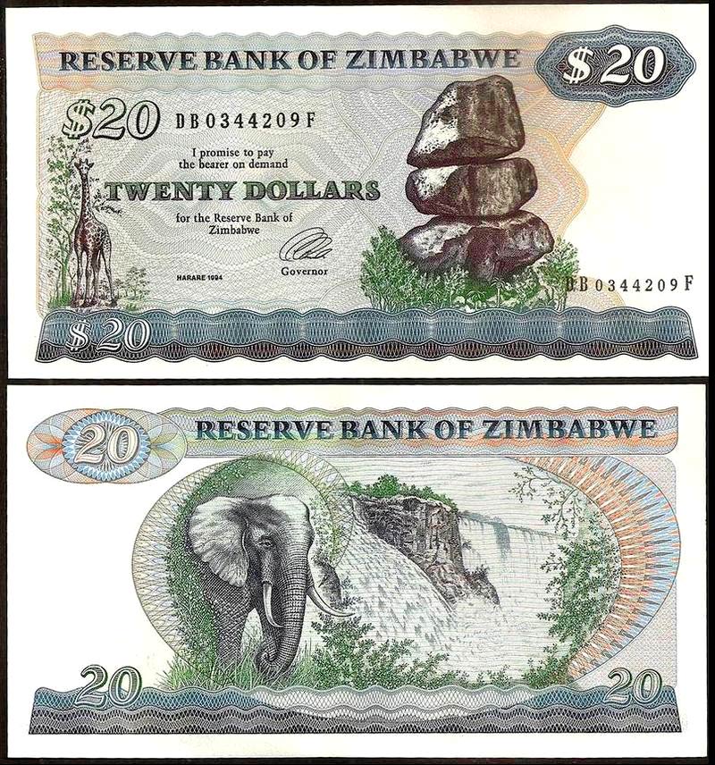 ZIMBABWE 20 Dollars 1994 Fior di Stampa