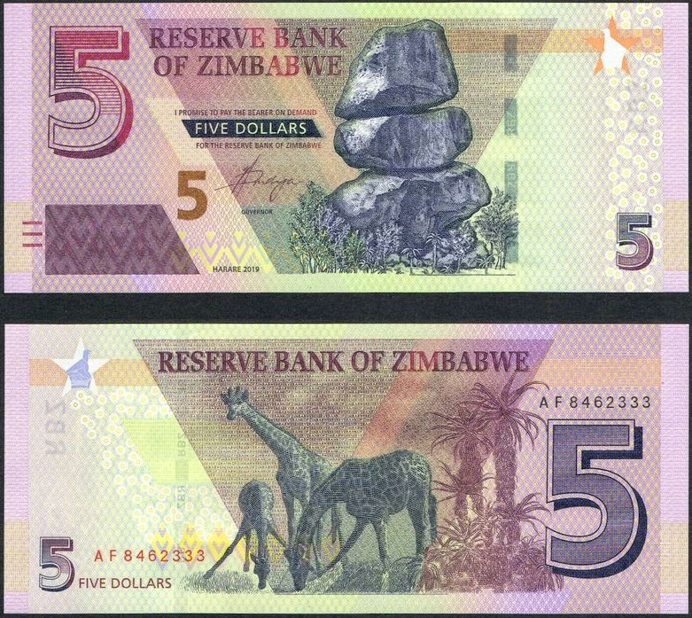 ZIMBABWE 5 Dollars 2019 Fds